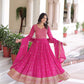 Jyoti Fashion Women's Pink Faux Georgette Sequins Zari Embroidered Anarkali Set With Dupatta | Swadesiicart