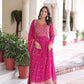 Jyoti Fashion Women's Pink Faux Georgette Sequins Zari Embroidered Anarkali Set With Dupatta | Swadesiicart
