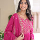 Jyoti Fashion Women's Pink Faux Georgette Sequins Zari Embroidered Anarkali Set With Dupatta | Swadesiicart