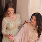 Jyoti Fashion Women's Pista Green & Beige Star Georgette Embroidered Combo Anarkali Set With Dupatta | Swadesiicart