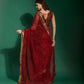 Jyoti Fashion Women's Maroon Sequence Embroidery Chiffon Saree with Blouse | Swadesiicart