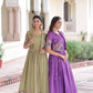 Jyoti Fashion Women's Green & Purple Vichitra Silk Embroidered Combo Anarkali Set With Koti | Swadesiicart