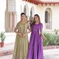 Jyoti Fashion Women's Green & Purple Vichitra Silk Embroidered Combo Anarkali Set With Koti | Swadesiicart