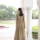 Jyoti Fashion Women's Green Vichitra Silk Embroidered Anarkali Set With Koti | Swadesiicart