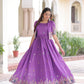 Jyoti Fashion Women's Purple Vichitra Silk Embroidered Anarkali Set With Koti | Swadesiicart