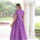 Jyoti Fashion Women's Purple Vichitra Silk Embroidered Anarkali Set With Koti | Swadesiicart