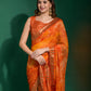 Jyoti Fashion Women's Orange Sequence Embroidery Chiffon Saree with Blouse | Swadesiicart