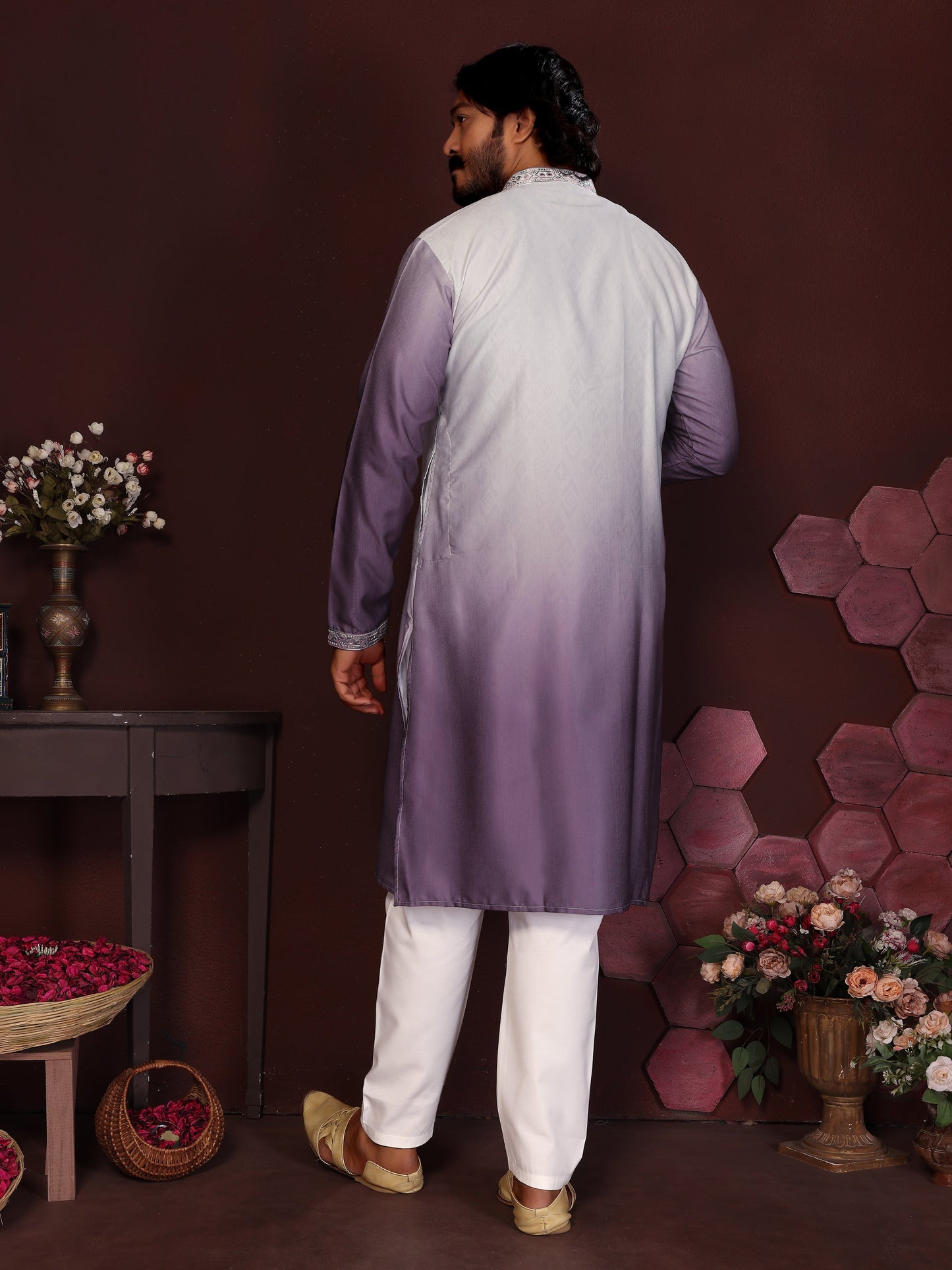 Jyoti Fashion Men's Jamuni Sequins Embroidered Kurta with Pajama | Swadesiicart