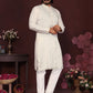 Jyoti Fashion Men's White Mirror Embroidery Kurta with Pajama | Swadesiicart
