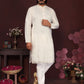 Jyoti Fashion Men's White Mirror Embroidery Kurta with Pajama | Swadesiicart