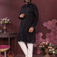 Jyoti Fashion Men's Black Mirror Embroidery Kurta with Pajama | Swadesiicart