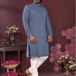 Jyoti Fashion Men's Blue Mirror Embroidery Kurta with Pajama | Swadesiicart