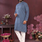 Jyoti Fashion Men's Blue Mirror Embroidery Kurta with Pajama | Swadesiicart