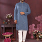 Jyoti Fashion Men's Blue Mirror Embroidery Kurta with Pajama | Swadesiicart