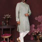 Jyoti Fashion Men's Grey Sequins Embroidered Kurta with Pajama | Swadesiicart