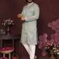Jyoti Fashion Men's Grey Sequins Embroidered Kurta with Pajama | Swadesiicart