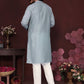 Jyoti Fashion Men's Blue Sequins Embroidered Kurta with Pajama | Swadesiicart