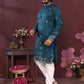 Jyoti Fashion Men's Teal Sequins Embroidered Kurta with Pajama | Swadesiicart