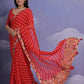 Jyoti Fashion Women's Red Coding Sequence Georgette Saree with Blouse | Swadesiicart