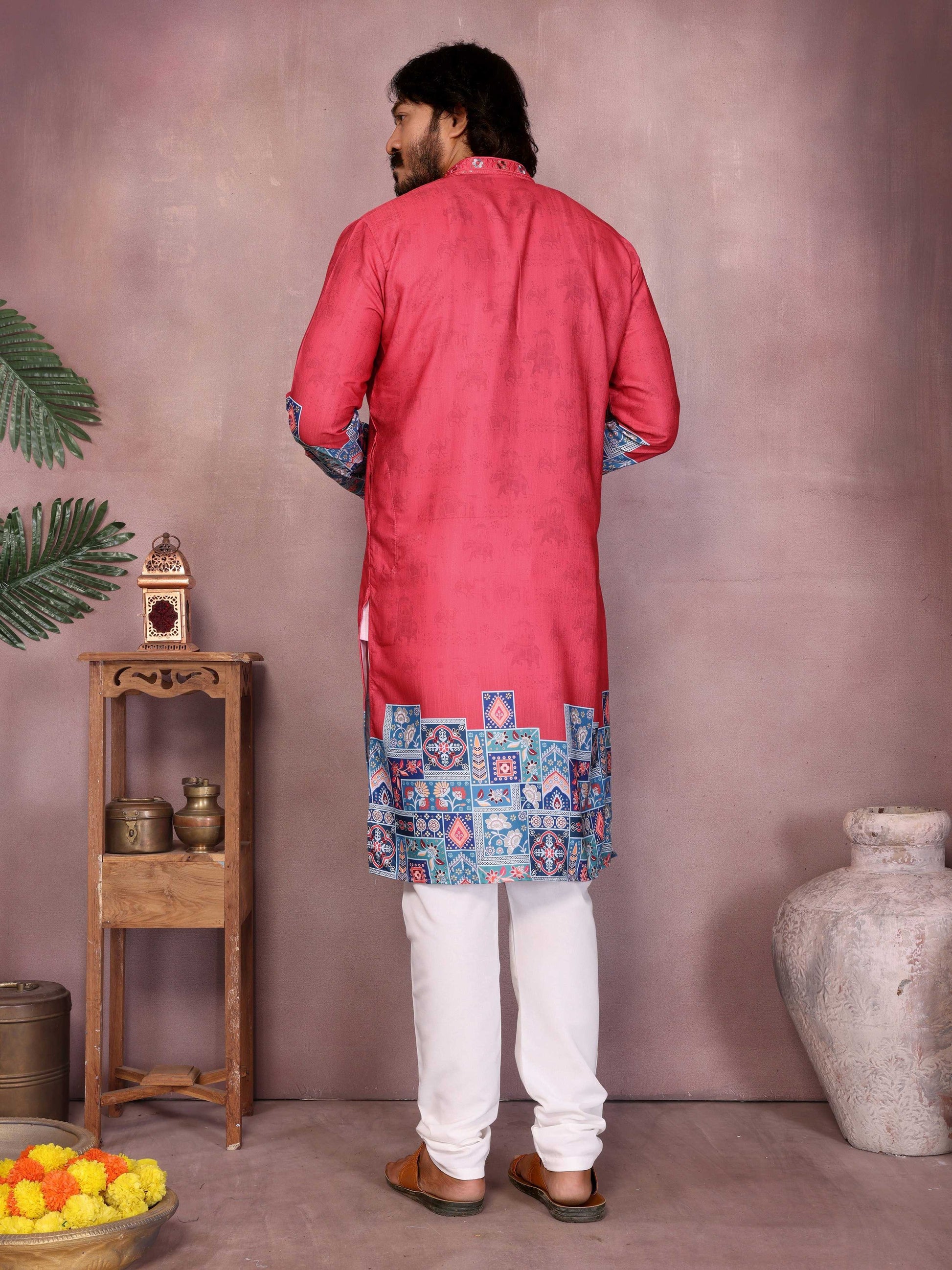 Jyoti Fashion Men's Gajri Sequins Embroidered Kurta with Pajama | Swadesiicart