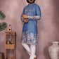 Jyoti Fashion Men's Blue Sequins Embroidered Kurta with Pajama | Swadesiicart