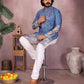 Jyoti Fashion Men's Blue Sequins Embroidered Kurta with Pajama | Swadesiicart