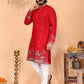 Jyoti Fashion Men's Red Sequins Embroidered Kurta with Pajama | Swadesiicart