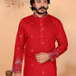 Jyoti Fashion Men's Red Sequins Embroidered Kurta with Pajama | Swadesiicart