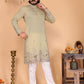 Jyoti Fashion Men's Sea Green Sequins Embroidered Kurta with Pajama | Swadesiicart