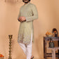Jyoti Fashion Men's Sea Green Sequins Embroidered Kurta with Pajama | Swadesiicart