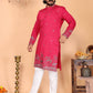 Jyoti Fashion Men's Pink Sequins Embroidered Kurta with Pajama | Swadesiicart