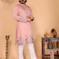 Jyoti Fashion Men's Peach Sequins Embroidered Kurta with Pajama | Swadesiicart