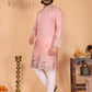 Jyoti Fashion Men's Peach Sequins Embroidered Kurta with Pajama | Swadesiicart