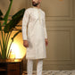 Jyoti Fashion Men's Mustard Jacquard Woven Kurta with Pajama | Swadesiicart