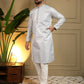 Jyoti Fashion Men's Blue Jacquard Woven Kurta with Pajama | Swadesiicart