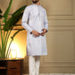 Jyoti Fashion Men's Grey Jacquard Woven Kurta with Pajama | Swadesiicart