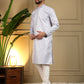 Jyoti Fashion Men's Grey Jacquard Woven Kurta with Pajama | Swadesiicart