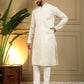 Jyoti Fashion Men's Off White Mirror Embroidery Kurta with Pajama | Swadesiicart
