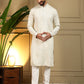 Jyoti Fashion Men's Off White Mirror Embroidery Kurta with Pajama | Swadesiicart