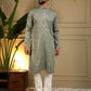 Jyoti Fashion Men's Green Mirror Embroidery Kurta with Pajama | Swadesiicart