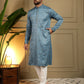 Jyoti Fashion Men's Firozi Mirror Embroidery Kurta with Pajama | Swadesiicart