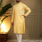 Jyoti Fashion Men's Yellow Mirror Embroidery Kurta with Pajama | Swadesiicart
