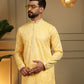 Jyoti Fashion Men's Yellow Mirror Embroidery Kurta with Pajama | Swadesiicart