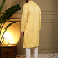 Jyoti Fashion Men's Yellow Mirror Embroidery Kurta with Pajama | Swadesiicart