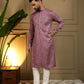 Jyoti Fashion Men's Wine Mirror Embroidery Kurta with Pajama | Swadesiicart