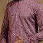 Jyoti Fashion Men's Wine Mirror Embroidery Kurta with Pajama | Swadesiicart