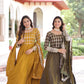 Jyoti Fashion Women's Yellow & Mehendi Vichitra Silk Embroidered Combo Anarkali Set With Dupatta | Swadesiicart
