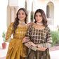 Jyoti Fashion Women's Yellow & Mehendi Vichitra Silk Embroidered Combo Anarkali Set With Dupatta | Swadesiicart