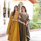 Jyoti Fashion Women's Yellow & Mehendi Vichitra Silk Embroidered Combo Anarkali Set With Dupatta | Swadesiicart