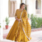 Jyoti Fashion Women's Yellow Vichitra Silk Sequins Zari Embroidered Anarkali Set With Dupatta | Swadesiicart